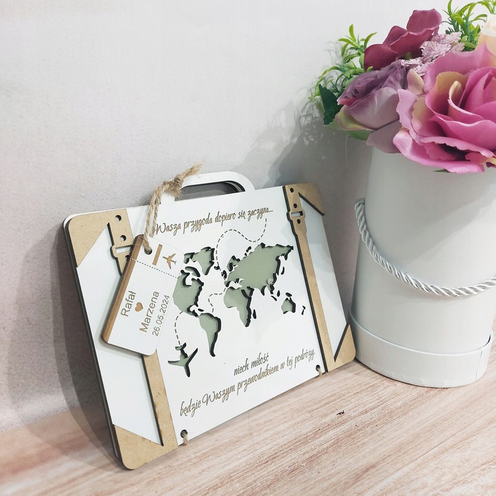 Kartka Na Ślub Walizka Na Pieniądze pamiątka ślubu wesele prezent grawer