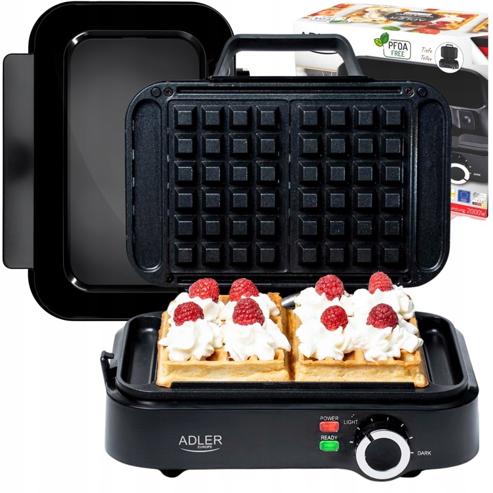 Gofrownica 2000W XXL na 2 duże gofry Płynna regulacja temperatury