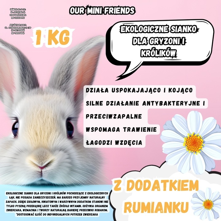 SIANKO Z KWIATAMI DLA KRÓLIKA I GRYZONIA ŚWIEŻE PACHNĄCE KWIATY 4 KG ZESTAW