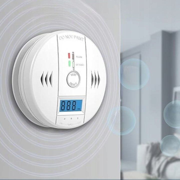 CZUJNIK CZADU GAZU DETEKTOR WYKRYWACZ TLENKU WĘGLA ALARM BEZPRZEWODOWY LCD