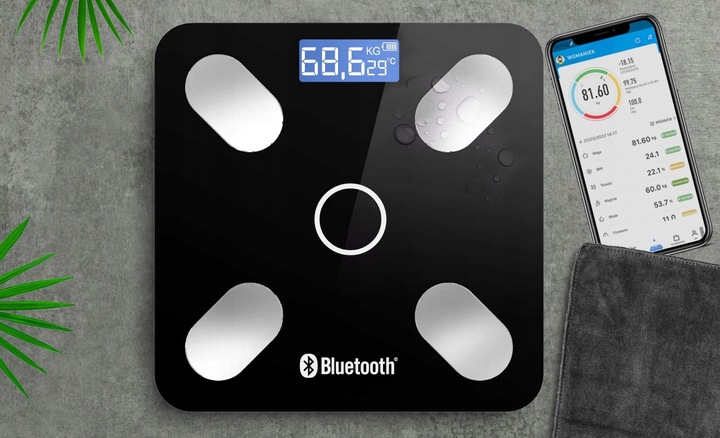 WAGA ŁAZIENKOWA ELEKTRONICZNA ANALITYCZNA POMIAR TŁUSZCZU WODY BMI 180