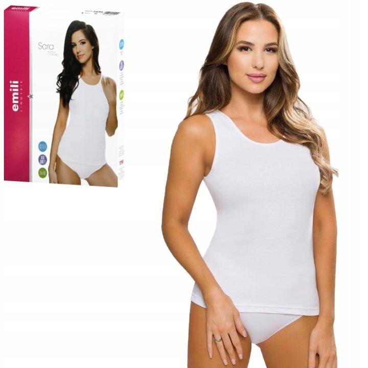 EMILI koszulka szer.ram. bawełna SARA biała M