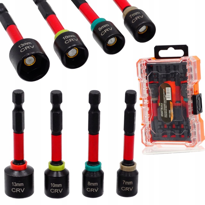 Zestaw nasadek magnetycznych do wkrętów walizka 4 sztuki UDAROWE