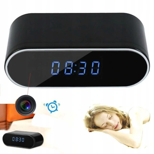 BUDZIK ZEGAR Z MINI KAMERA SZPIEGOWSKA UKRYTA WiFi