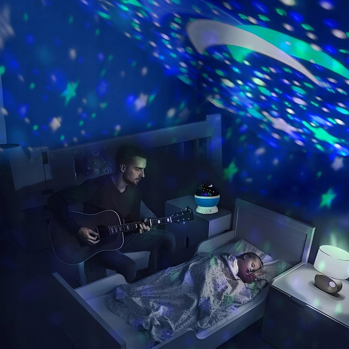 LAMPKA NOCNA PROJEKTOR GWIAZD NIEBA OBROTOWA 2w1