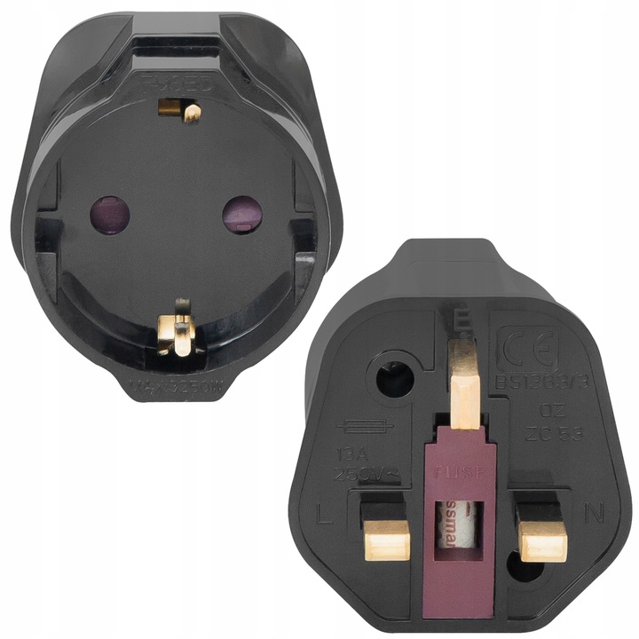 2x ADAPTER PODRÓŻNY PRZEJŚCIÓWKA UK GNIAZDO EU ANGLIA POLSKA SCHUKO