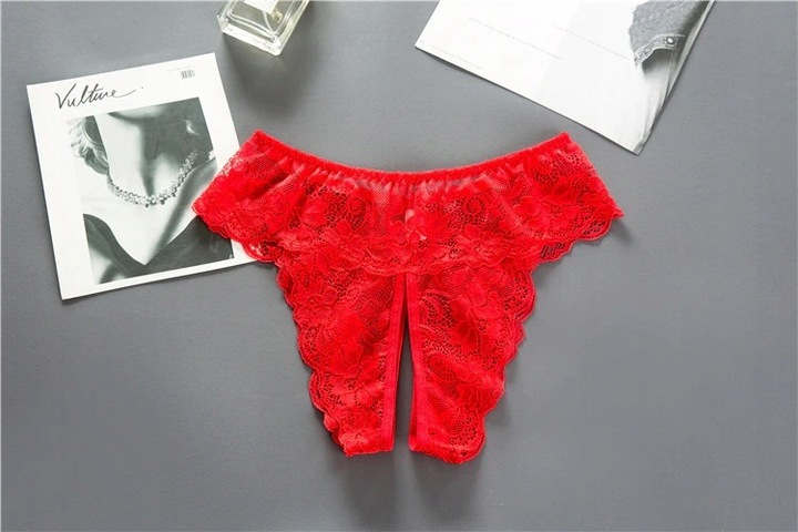 Majtki damskie seksowne z dziurką koronkowe otwarte figi PLUS SIZE 24k