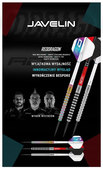 RED DRAGON Javelin 22g - Profesjonalny Zestaw 3 Wolframowych Rzutek