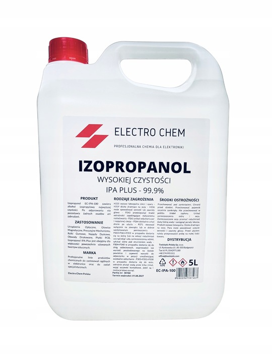 Izopropanol Najwyższej Czystości 100% IPA PLUS -5L