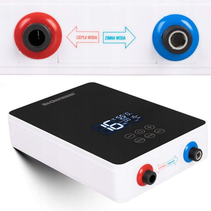 PODGRZEWACZ WODY PRZEPŁYWOWY CZARNY ELEKTRYCZNY 6000W + AKCESORIA SŁUCHAWKA