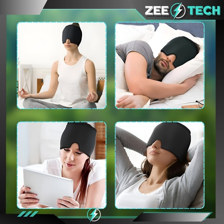 CZAPKA ŁAGODZĄCA NA BÓL GŁOWY MIGRENĘ MASKA CHŁODZĄCA KOMPRES ŻELOWY OKŁAD