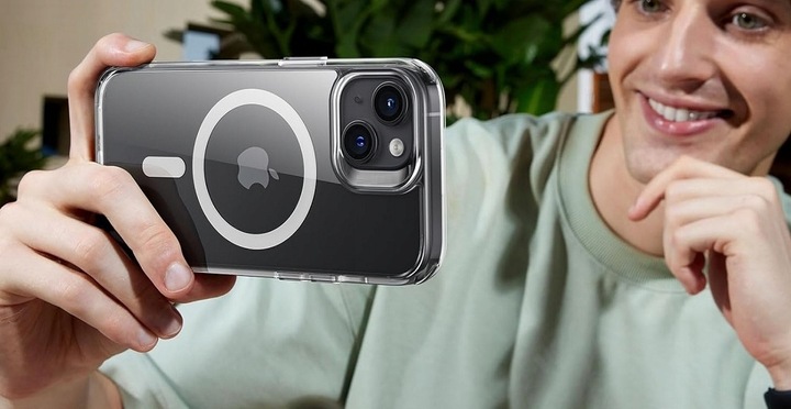 Etui Do iPhone 15 +Szkło 9H WZMACNIANE 360° do MAGSAFE CLEAR CASE