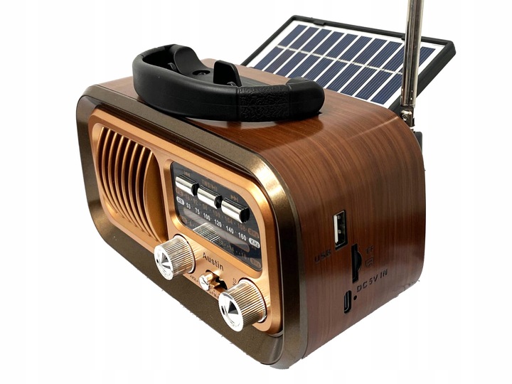 Retropolis AUSTIN Vintage Radio Retro Solar USB microSD Bluetooth