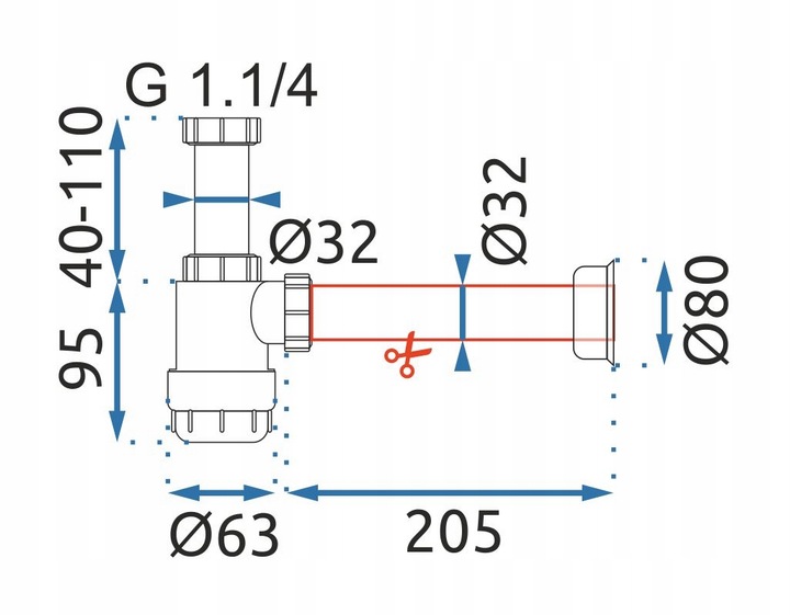 Syfon Umywalkowy Butelkowy Biały Niski Mcalpine