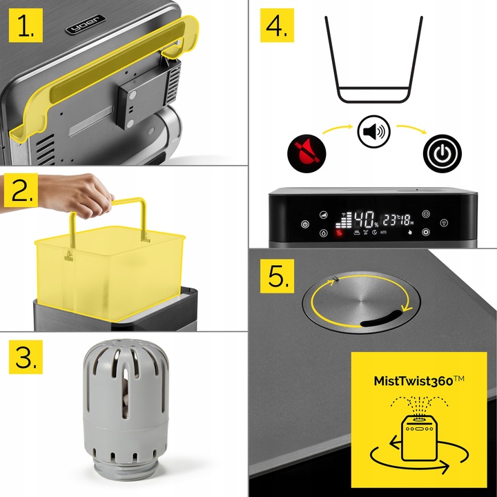 Nawilżacz powietrza 5w1 Oczyszcza Jonizator Yoer Automatyczny