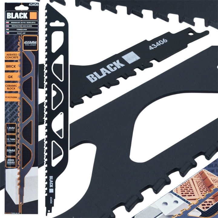 BRZESZCZOT PIŁY SZABLASTEJ 455MM CEGŁA BETON BLOCZEK POROTHERM WIDIA BLACK