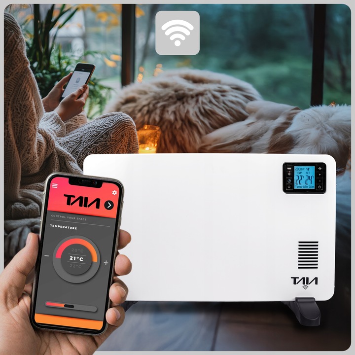 GRZEJNIK ELEKTRYCZNY KONWEKTOROWY TERMOSTAT FARELKA MOC 2000W WIFI 4