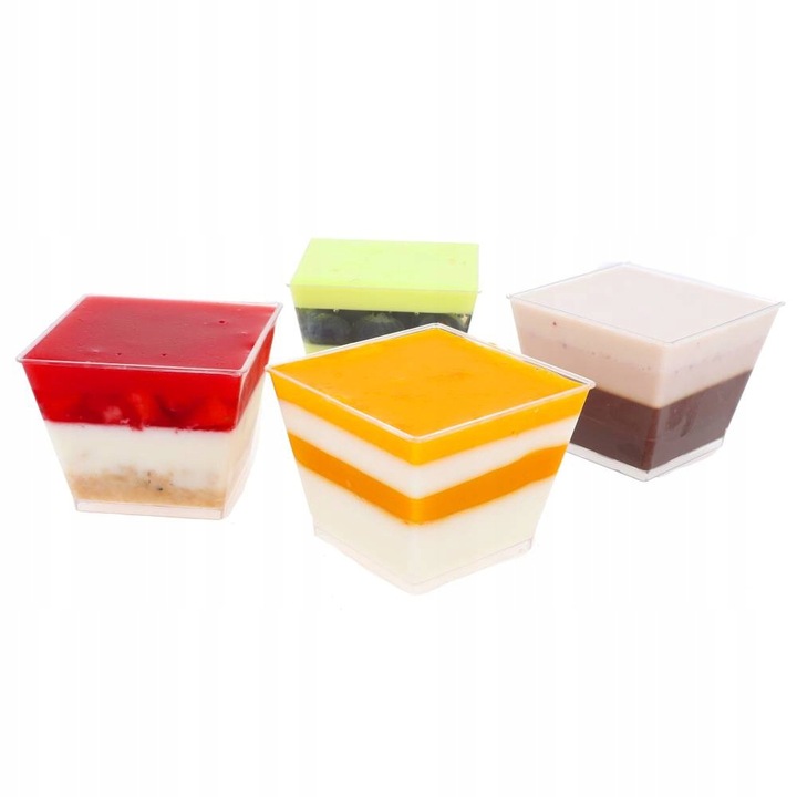 PUCHARKI DO DESERÓW pojemniki na deserki Galaretka Piramida 50szt 120ml