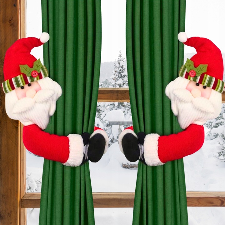 2X ŚWIĄTECZNA ZAPINKA KLIPS DO FIRAN OPASKA DO ZASŁON MIKOŁAJ BAŁWAN OZDOBA