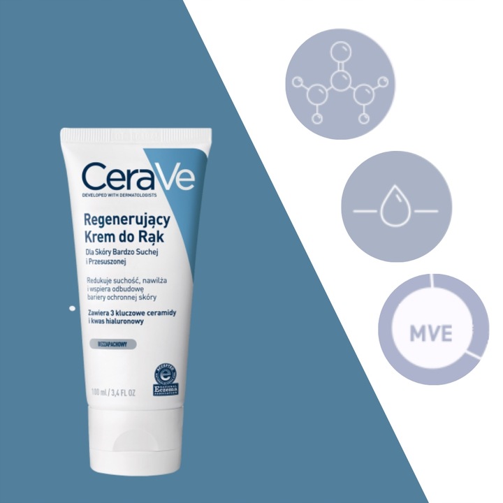 Krem do Rąk CeraVe Regenerujący Silnie Nawilżający do Skóry Suchej 100ml x2