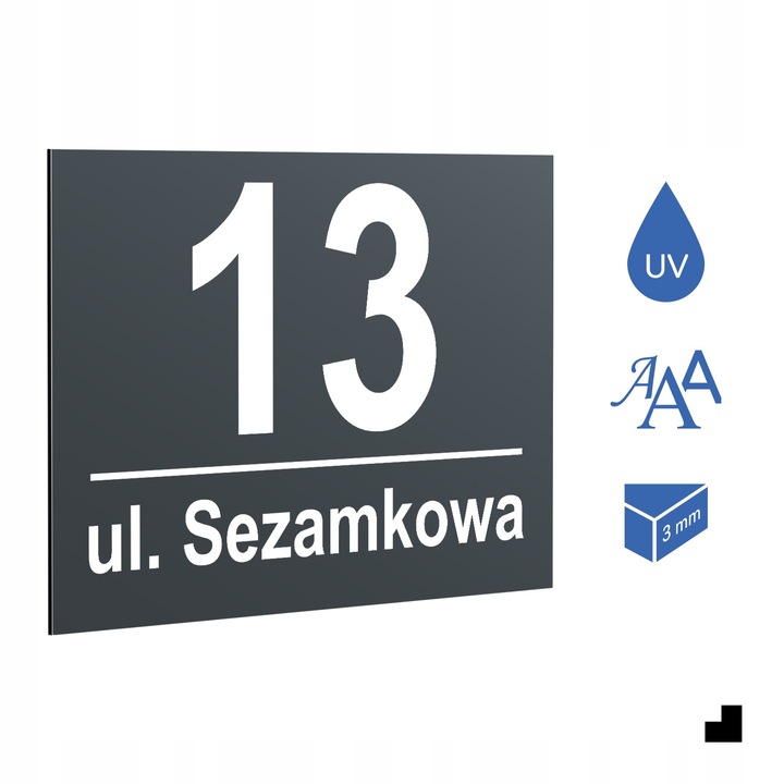 Nierdzewny Numer Na Dom Tabliczka Adresowa z Numerem Domu 32x21 cm Antracyt