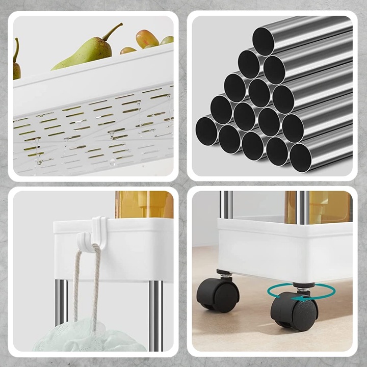 PÓŁKA ŁAZIENKOWA KUCHENNA SZAFKA NA KÓŁKACH REGAŁ 4 POZIOMOWY Z