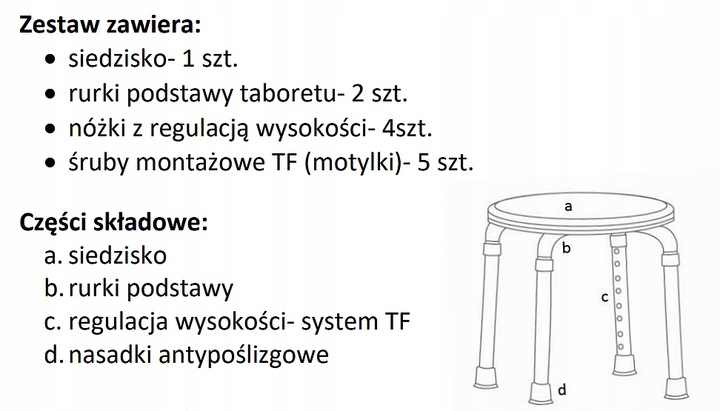 Taboret stołek pod prysznic krzesełko do wanny dla seniora Timago 3432