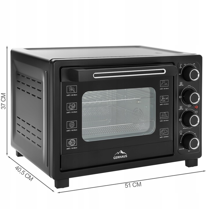 PIEKARNIK ELEKTRYCZNY 45L 2000W 250°C TERMOOBIEG ROŻNO GRILL