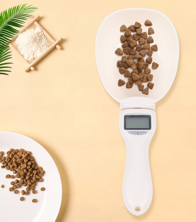 ŁYŻKA Z MIARKĄ WAGĄ łopatka do karmy dla psa kota z wyświetlaczem LCD 800g