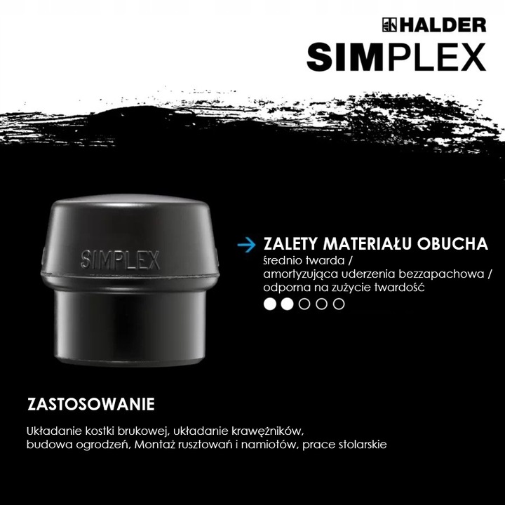Simplex 80 Obuch Brukarski Guma do Młotka Halder 80mm Gumowy Końcówka 80 mm