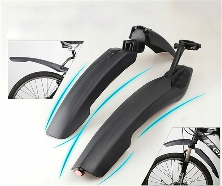 BŁOTNIKI ROWEROWE ZESTAW KOMPLET PRZÓD TYŁ WACHLARZE 26 27 28 29 CZARNY