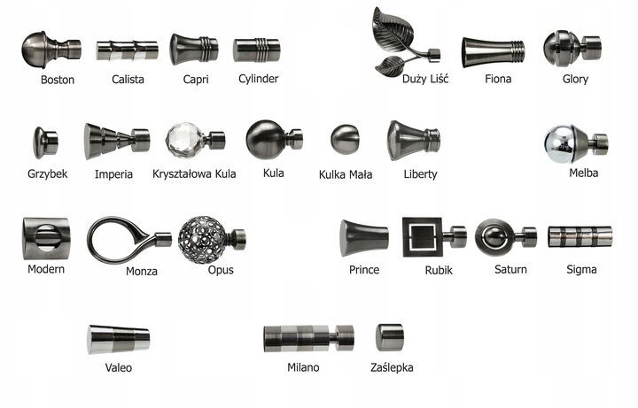 KARNISZ pojedynczy 19mm / 220 cm LUXURY CICHE KÓŁKA wzory 6 KOLORÓW