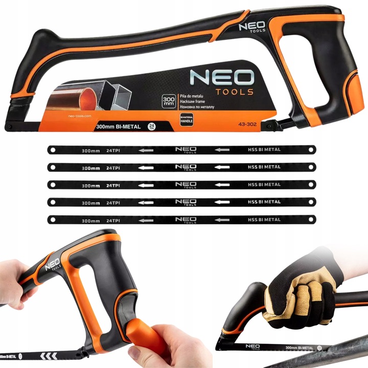 NEO Piła Ręczna Do Metalu Brzeszczot 300mm + 5 Zapasowych Brzeszczotów