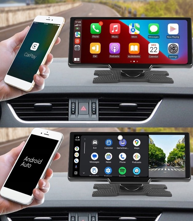 RADIO STACJA MULTIMEDIALNA MONITOR ANDROID AUTO APPLE CARPLAY 2 KAMERY