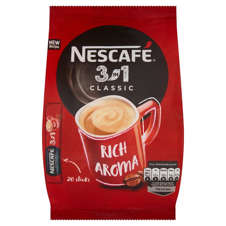 Nescafé 3in1 Classic Rozpuszczalny napój kawowy 330 g (20 x 16,5 g)