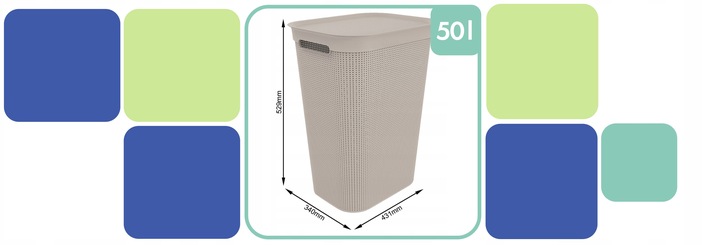 Kosz na pranie bieliznę pojemnik duży z pokrywą organizer Rotho BRISEN 50l