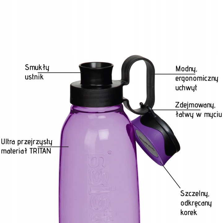 Bidon butelka na wodę Sistema Tritan sportowy siłownię plastikowy 650ml