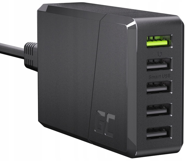 ŁADOWARKA SIECIOWA SZYBKA GC 52W 5x USB+ KABEL GC USB-A/LIGHTNING DO IPHONE