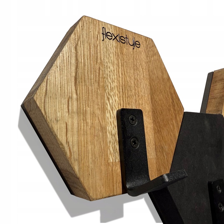 Wieszak ścienny do przedpokoju na ubrania na sciane drewniany Hexagon