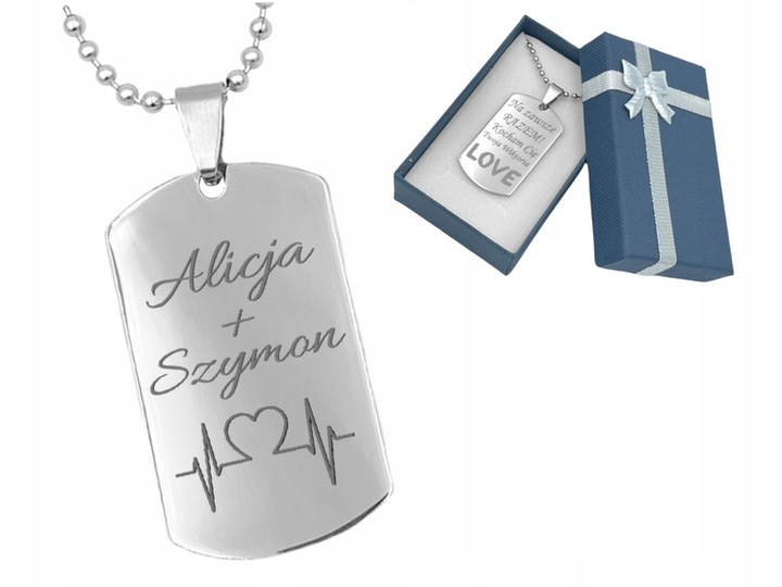 Nieśmiertelnik stal szlachetna z GRAWEREM prezent dla niego dzień chłopaka