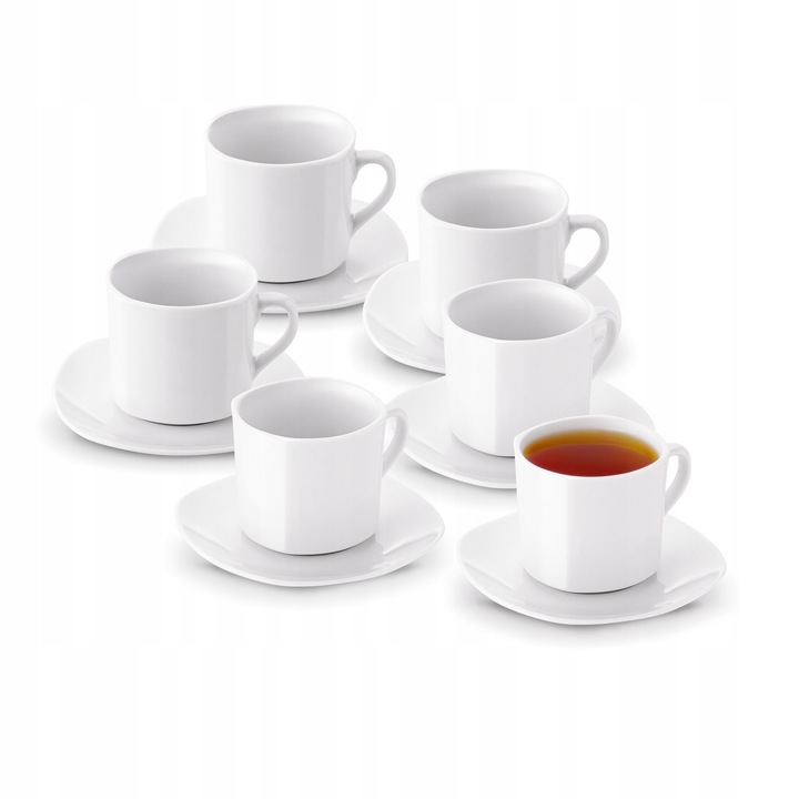 Komplet FILIŻANEK do KAWY HERBATY Porcelanowe ze SPODKIEM Tadar 6x220 ml