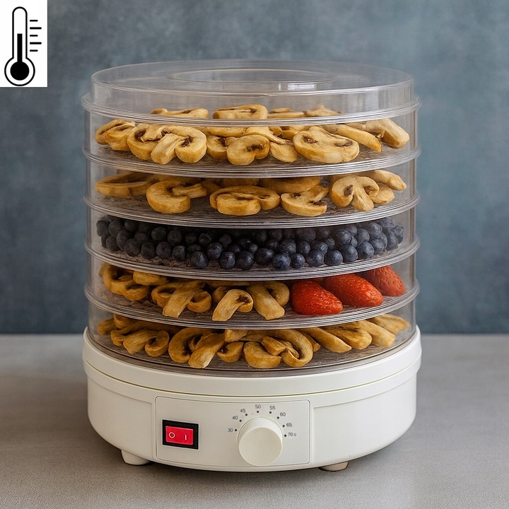 SUSZARKA SPOŻYWCZA DO GRZYBÓW OWOCÓW WARZYW REGULACJA 5 POZIOMÓW 500W