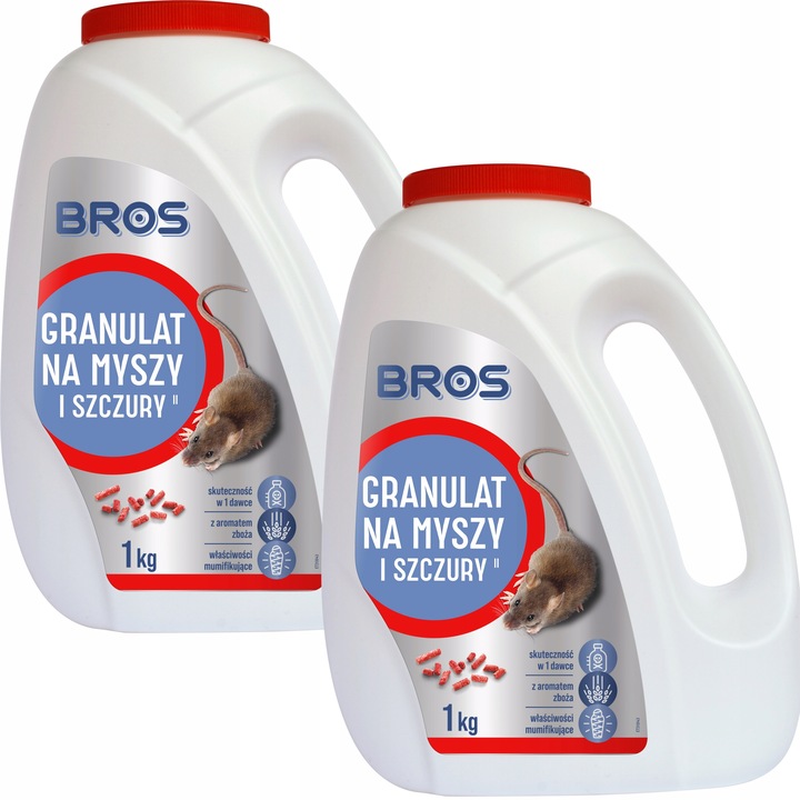BROS Granulat, trutka na myszy i szczury 1 kg -2 OPAKOWANIA