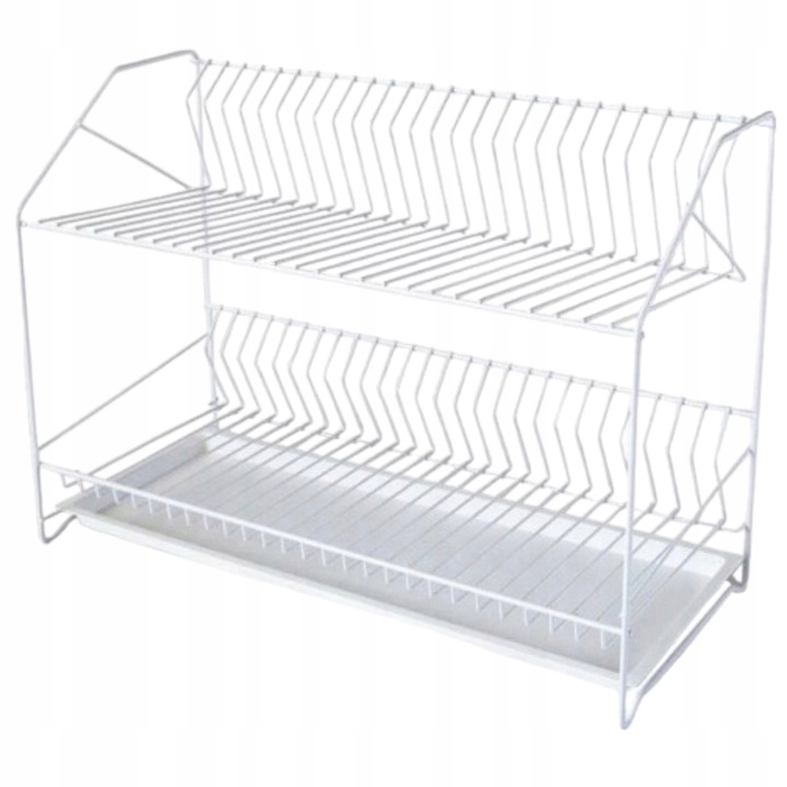 Suszarka do naczyń z tacką 2-poziomowa 50 cm osączarka ociekacz biała