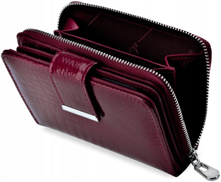 Lakierowany PORTFEL Damski SKÓRZANY Pojemny Portmonetka SKÓRA Pakowny