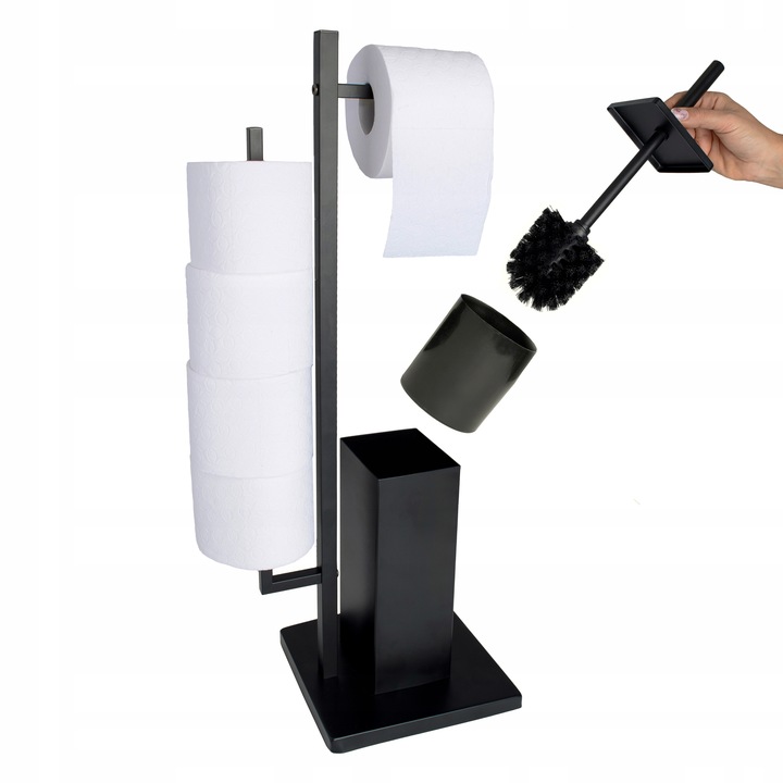 Stojak na papier toaletowy i szczotka do WC czarna loft łazienkowa YOKA