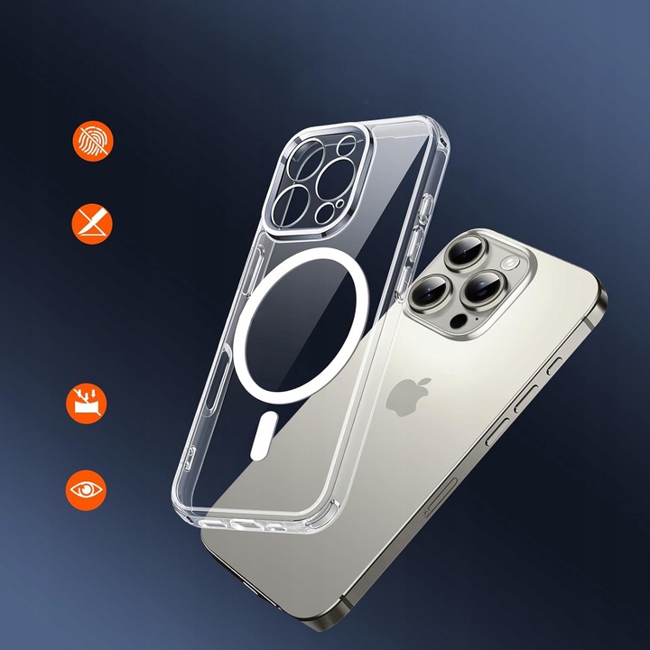 Etui do iPHONE 16 PRO MAX WZMACNIANE 360° SHOCK CLEAR CASE do MagSafe+SZKŁO