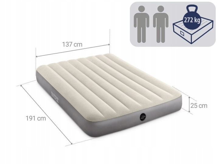 Materac Dmuchany Dwuosobowy Welurowy Łóżko Intex z Pompką MODEL 2024