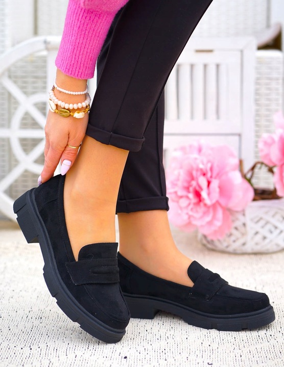 Czarne Zamszowe Mokasyny Na Grubej Podeszwie Palmss 39