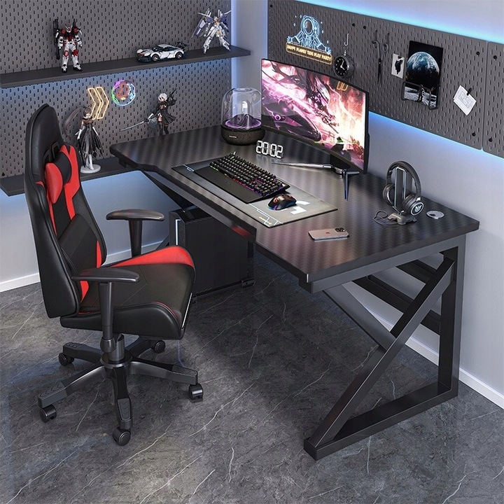 BIURKO GAMINGOWE KOMPUTEROWE CZARNE CARBON NOWOCZESNE DLA GRACZA 120